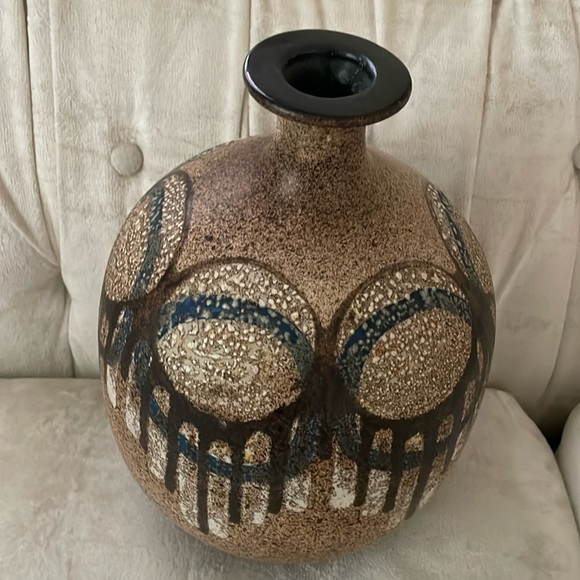 Antique Lapid Israel Pottery Made In Signed Created Middle East Unique Brown Art - Picture 1 of 4